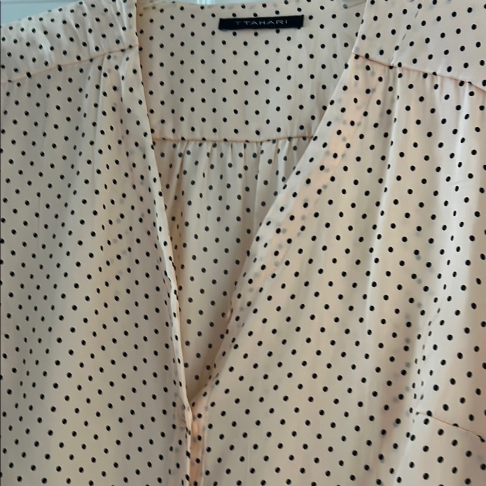 T Tahari Blouse - Cream with Black Dots - Picture 5 of 8